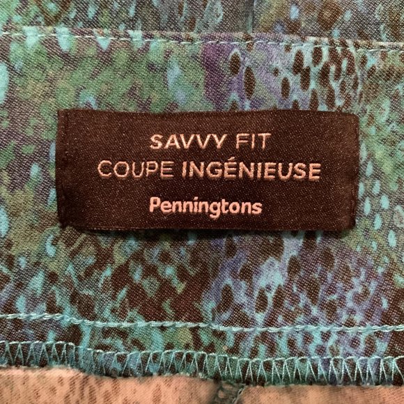 Penningtons Savvy Fit Pencil Knee Skirt Snake Skin Pullover Women 18 Blue - Picture 4 of 5